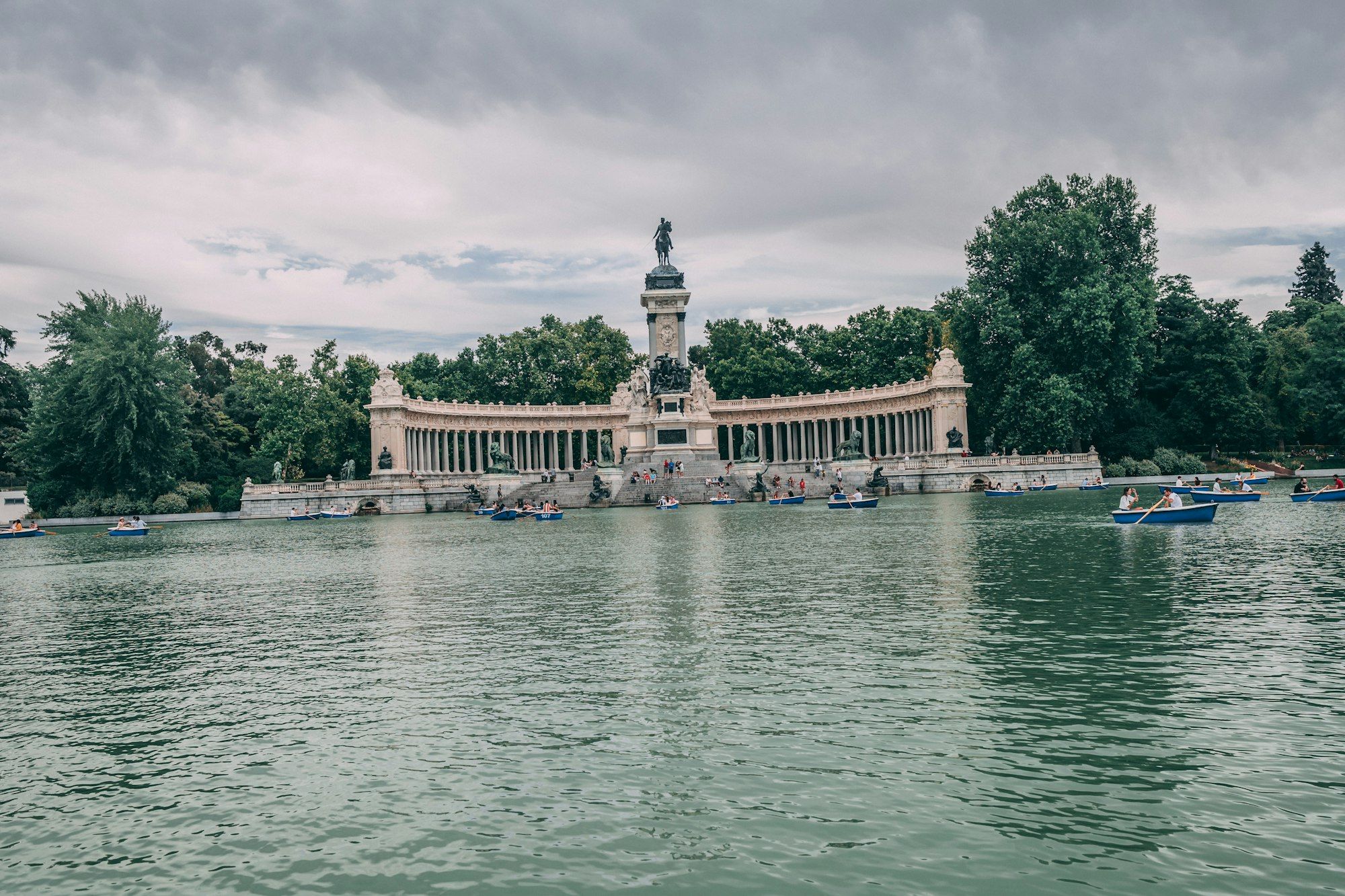 Boats on the lake in Retiro Park, Madrid