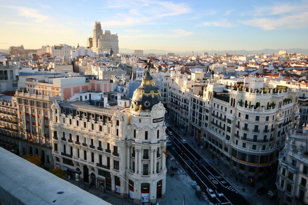 Gran Vía, Madrid, in the evening