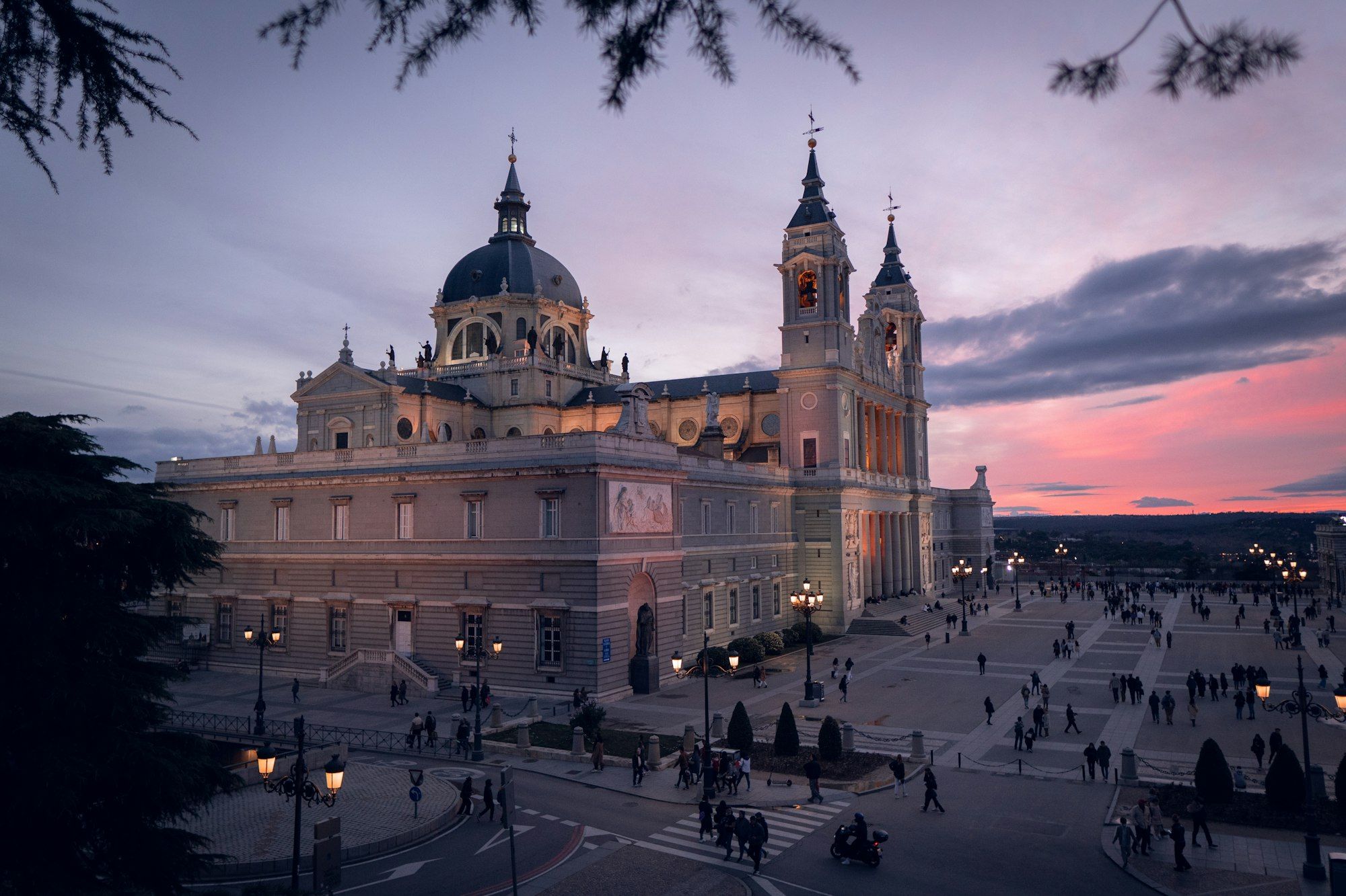 The Almudena cathedral at dusk, Madrid