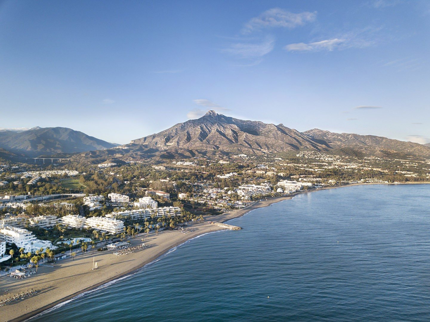 The Marbella coastline from the air, with Puerto Banús and La Concha