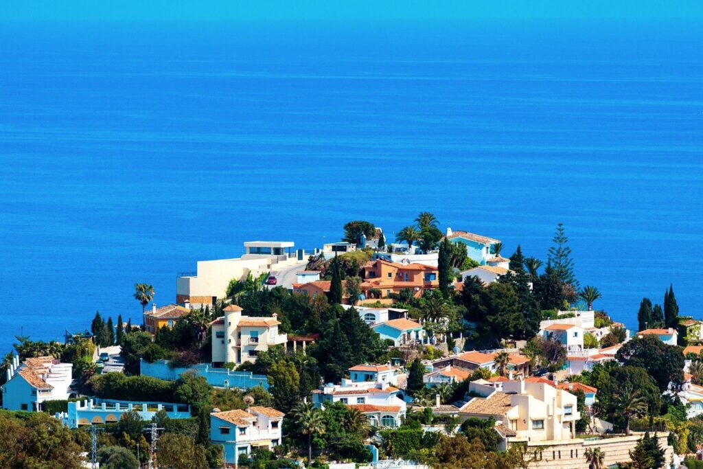 White villas on the hillside above Benalmádena