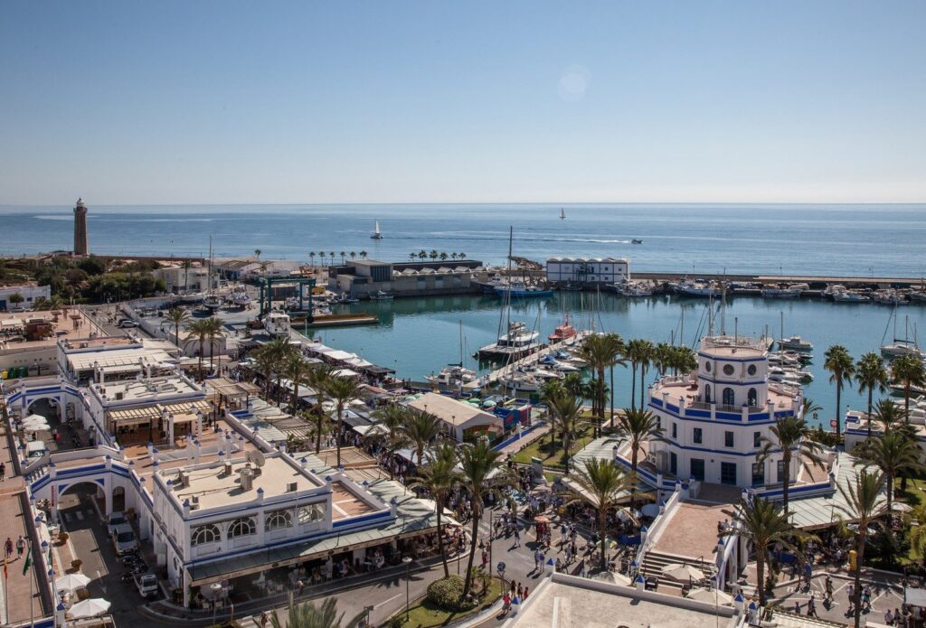 Estepona's port and town from above