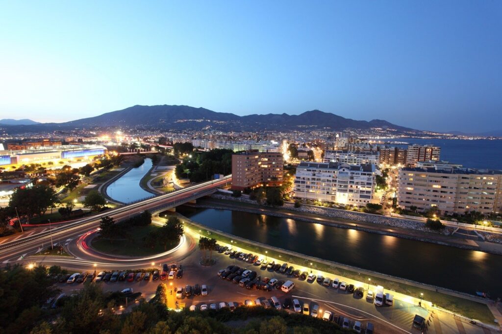 Fuengirola at night by the river