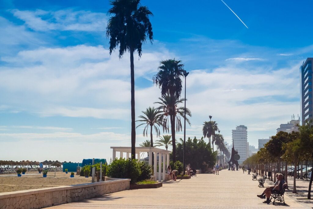 The palm-lined promenade in Fuengirola